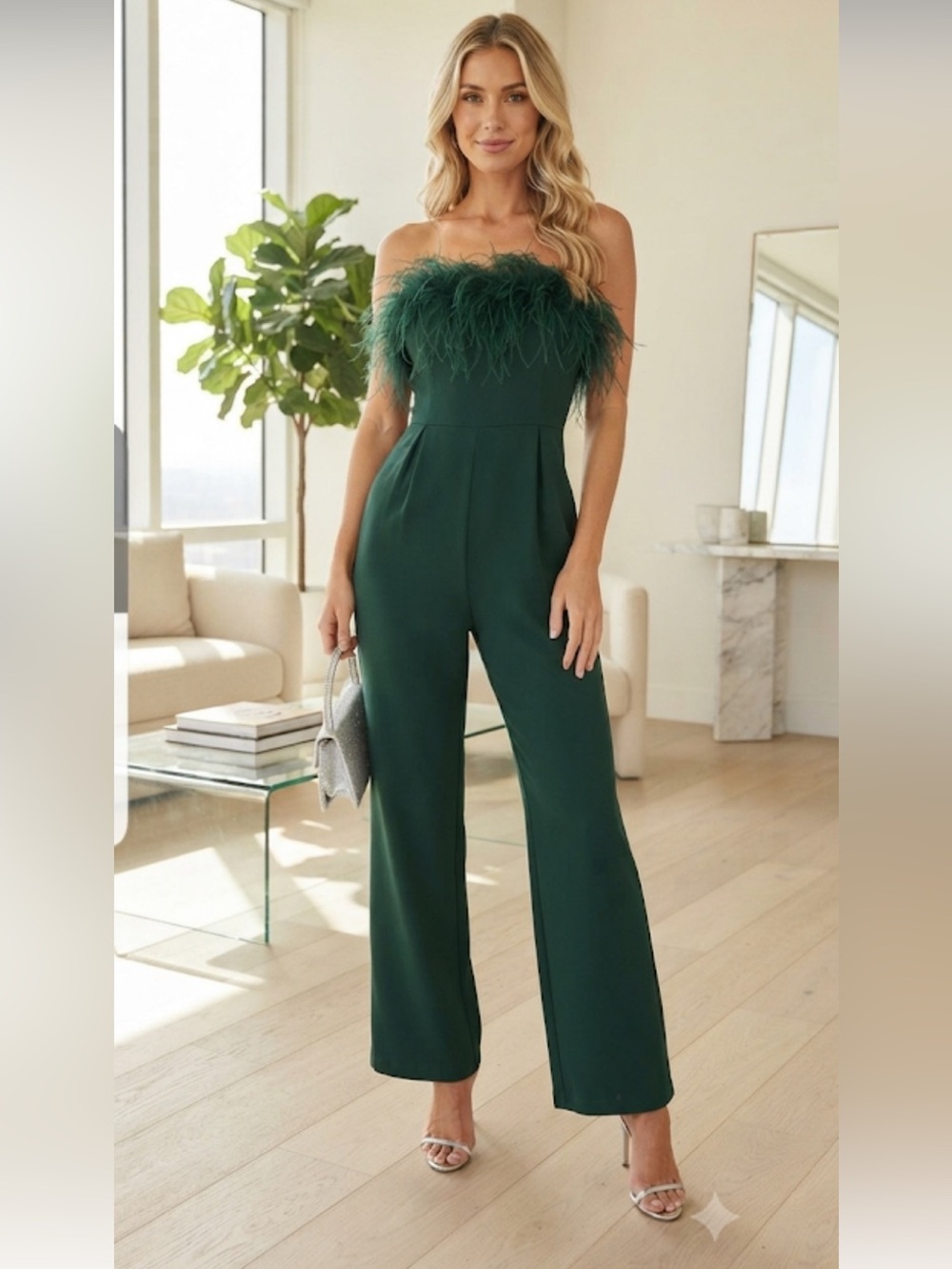 New Crystal Sky BORN TO PARTY feather black jumpsuit , size M